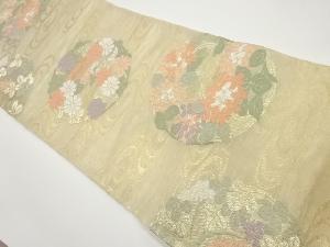 紗 流水に花丸文模様織出し袋帯